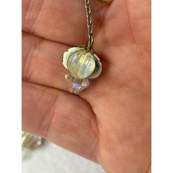 Vintage Cip On Earring Aurora Borealis Dangle Estate - Picture 5 of 5